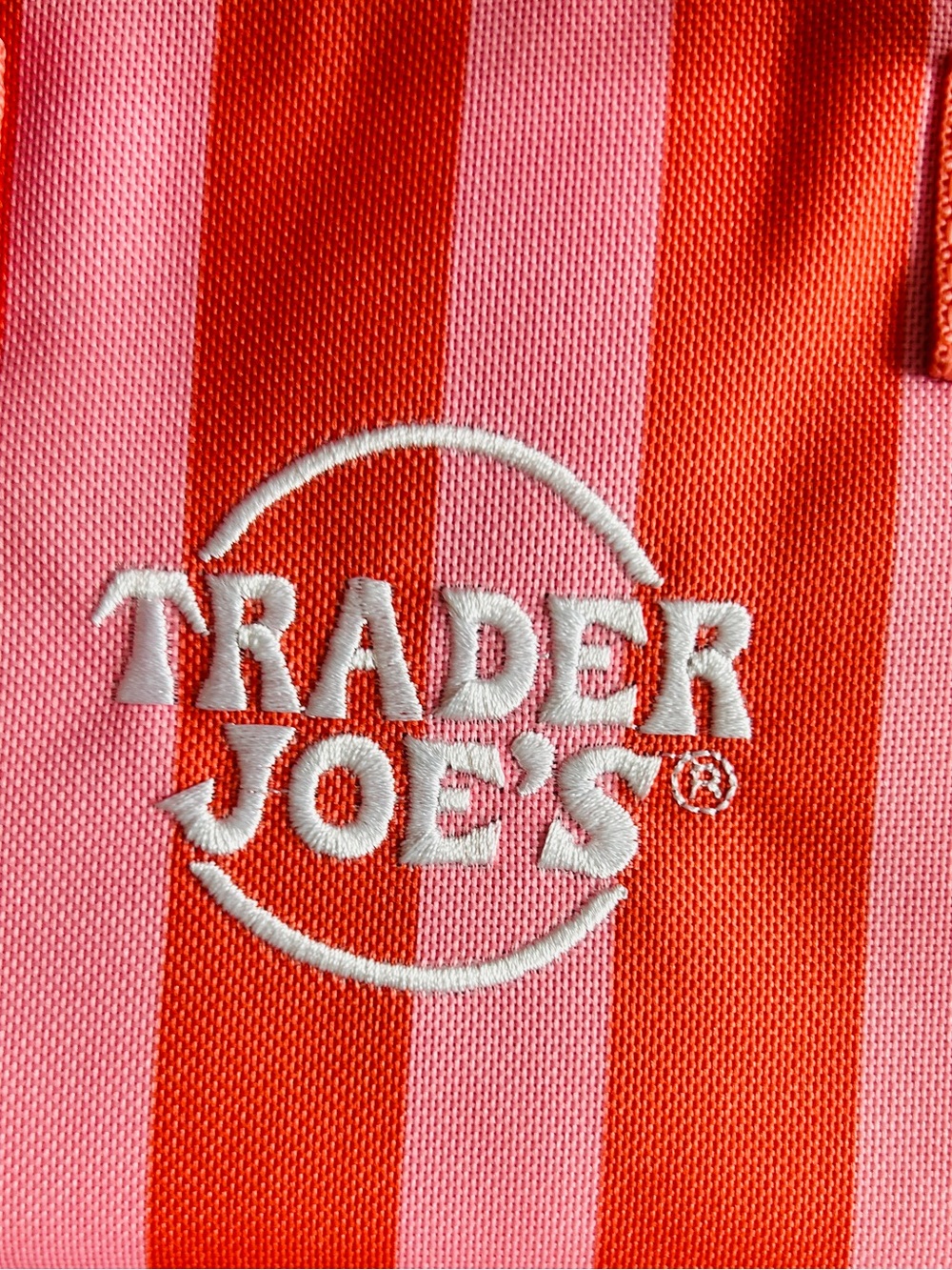 Trader Joe's Mini Insulated Tote Summer Fun Collection Red Pink Stripe NWT